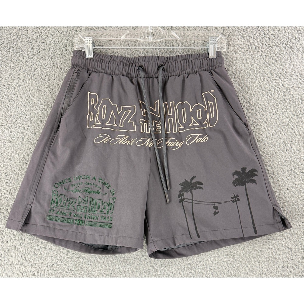 Boyz N The Hood Shorts Mens‎ Small Gray Graphic Embroidered 1991 Movie Retro